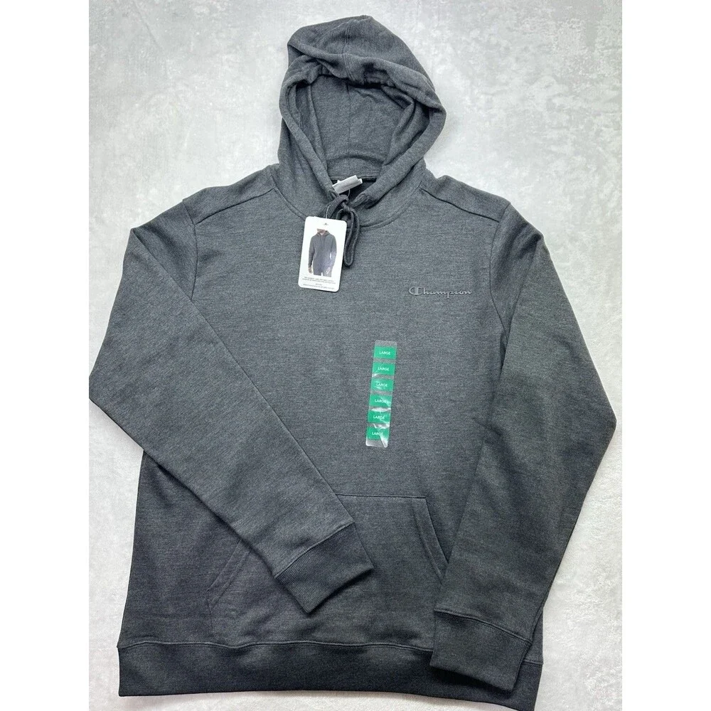 Champion Men’s Hoodie Large Charcoal Gray Pullover Sweatshirt Logo
